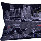 HomeRoots Grey 35' Black Austin Nighttime Skyline Lumbar Decorative Pillow
