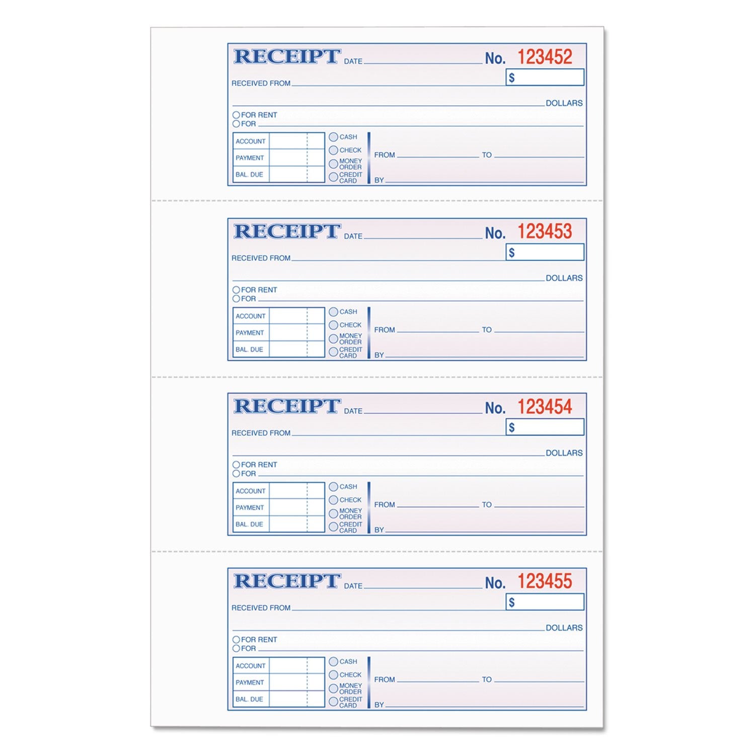 Tops Money Receipt Book, 2-Part, Carbonless, 2-3/4 X 7-1/8 Inches, 4 Receipts Per Page, 400 Sets Per Book (46816)