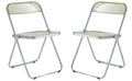 LeisureMod Lawrence Modern Transparent Acrylic Folding Chair with Metal Frame Set of 2 (Amber)
