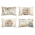 Avoin Colorlife Fall Pumpkin Wheat Cotton Sunflower Jar Autumn Thanksgiving Throw Pillow Covers, 12 X 20 Inch Seasonal Blue Cush