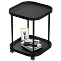 villertech Side Table with Wheels, End Table Living Room Plastic Mobile Sofa Side Table Small Night Stand Bedroom Black
