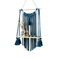 Zawi Boho Decor Macrame Wall Hanging Shelf Home Decors Storage Floating Shelves For Books And Planters Livingroom, Bedroom  Blu