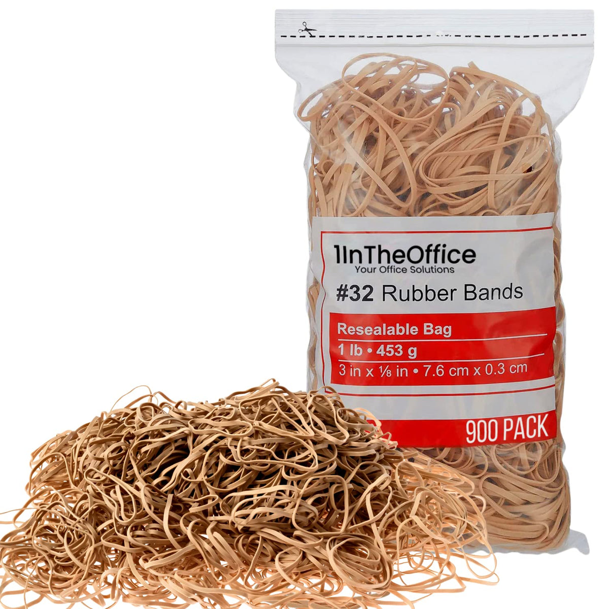 1Intheoffice Rubber Bands Size 32, 32 Rubber Bands, Beige, #32, 900 Pack