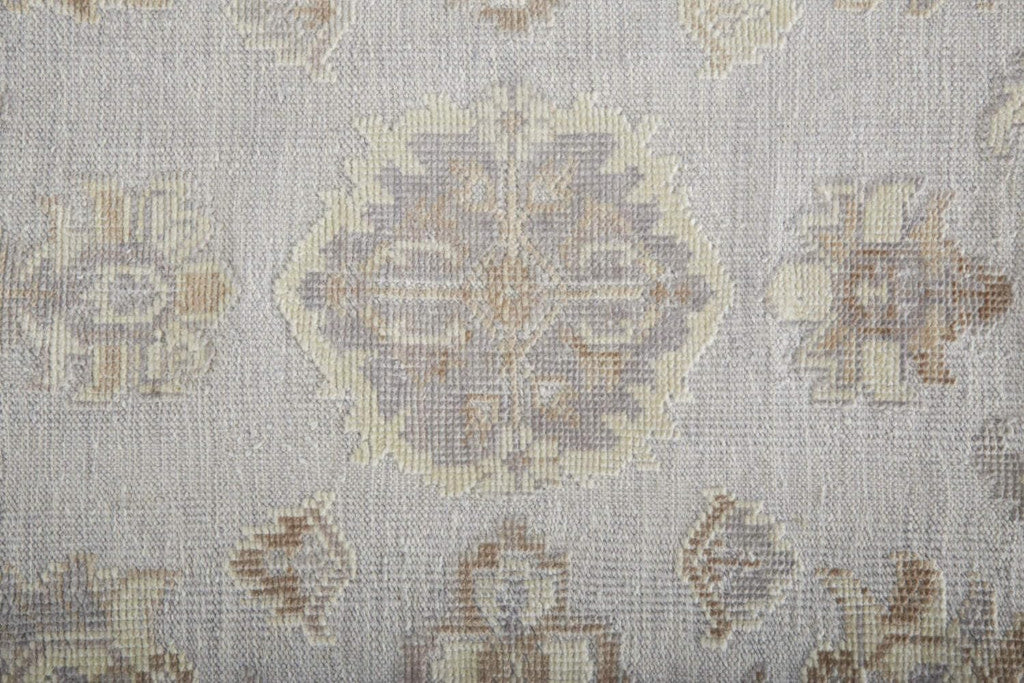 HomeRoots 514986 8 x 10 ft. Ivory Silver & Tan Floral Hand Knotted Stain Resistant Rectangle Area Rug