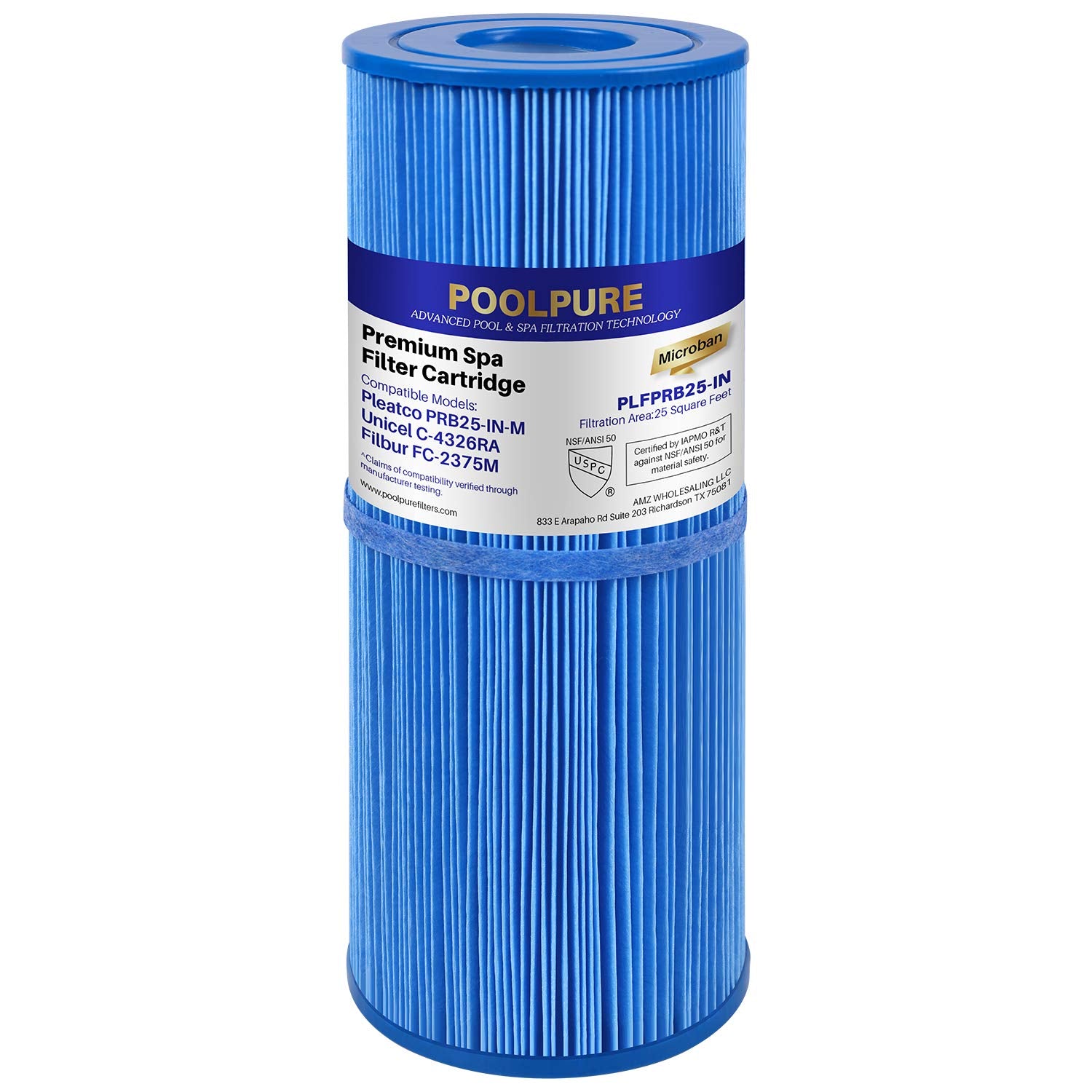 Poolpure Antimicrobia Prb25-In-M Spa Filter Replaces Unicel C-4326Ra, Filbur Fc-2375M, 3005845, 17-2327, 100586, 33521, 25392, 8
