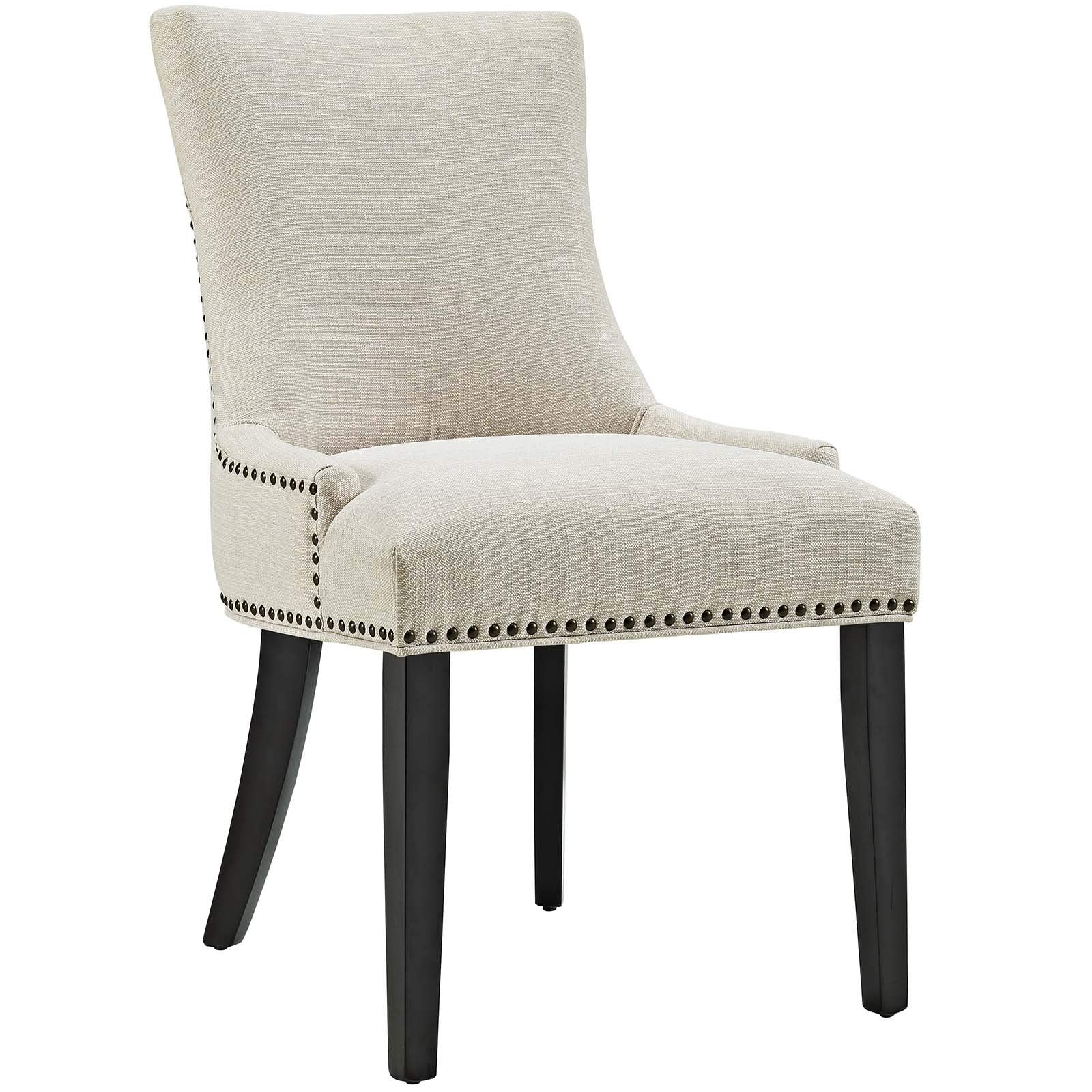 Modway Marquis Modern Upholstered Fabric Four Dining Chairs With Nailhead Trim In Beige