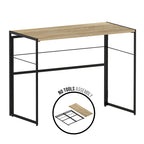Furinno Riau No Tool/No Assembly/Folding Metal Frame Computer Desk, Sonoma Oak/Black, 39 Inch
