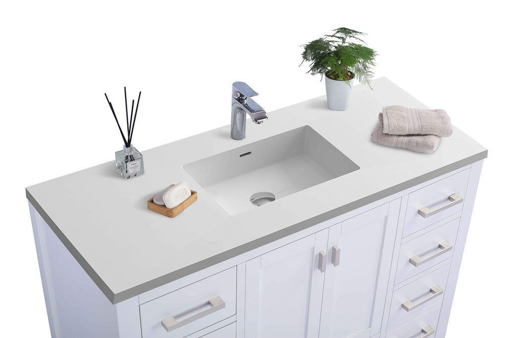 Laviva Wilson 48 - White Cabinet Matte White Viva Stone Solid Surface Countertop