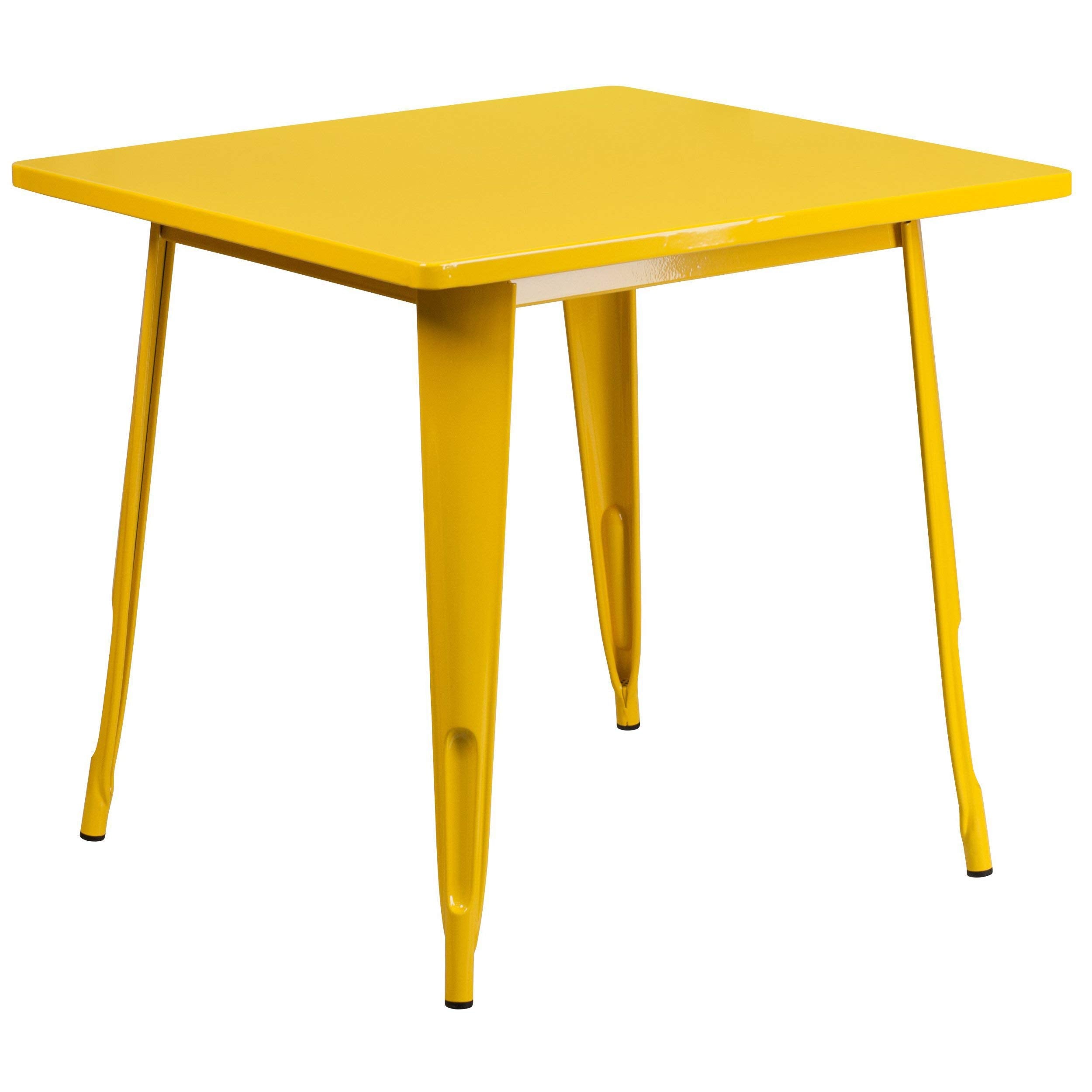 Flash Furniture Felix Commercial Grade 31.5" Square Orange Metal Indoor-Outdoor Table