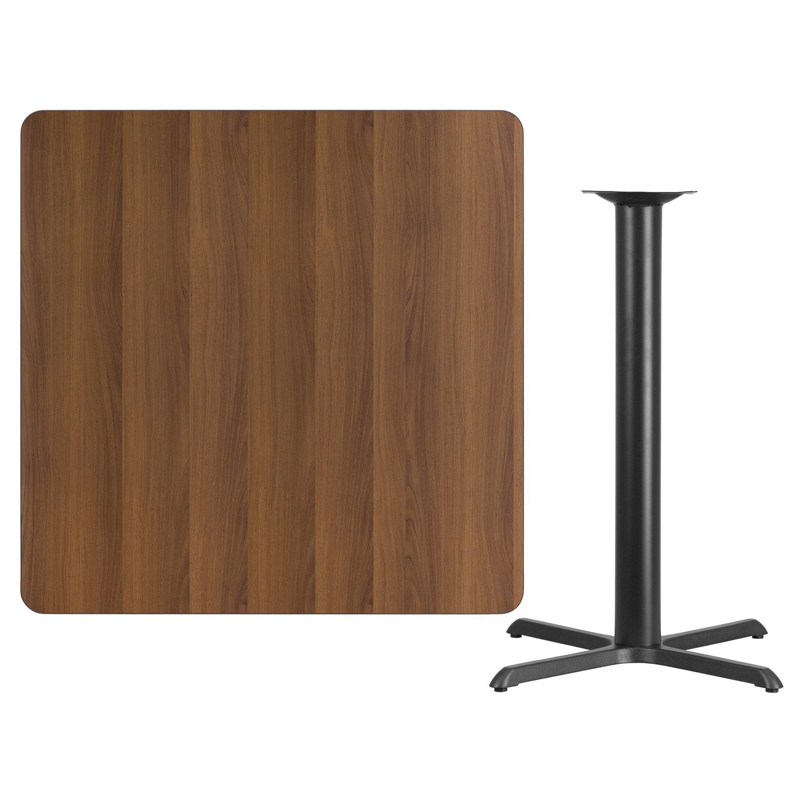 Flash Furniture 42'' Square Natural Laminate Table Top with 33'' x 33'' Bar Height Table Base