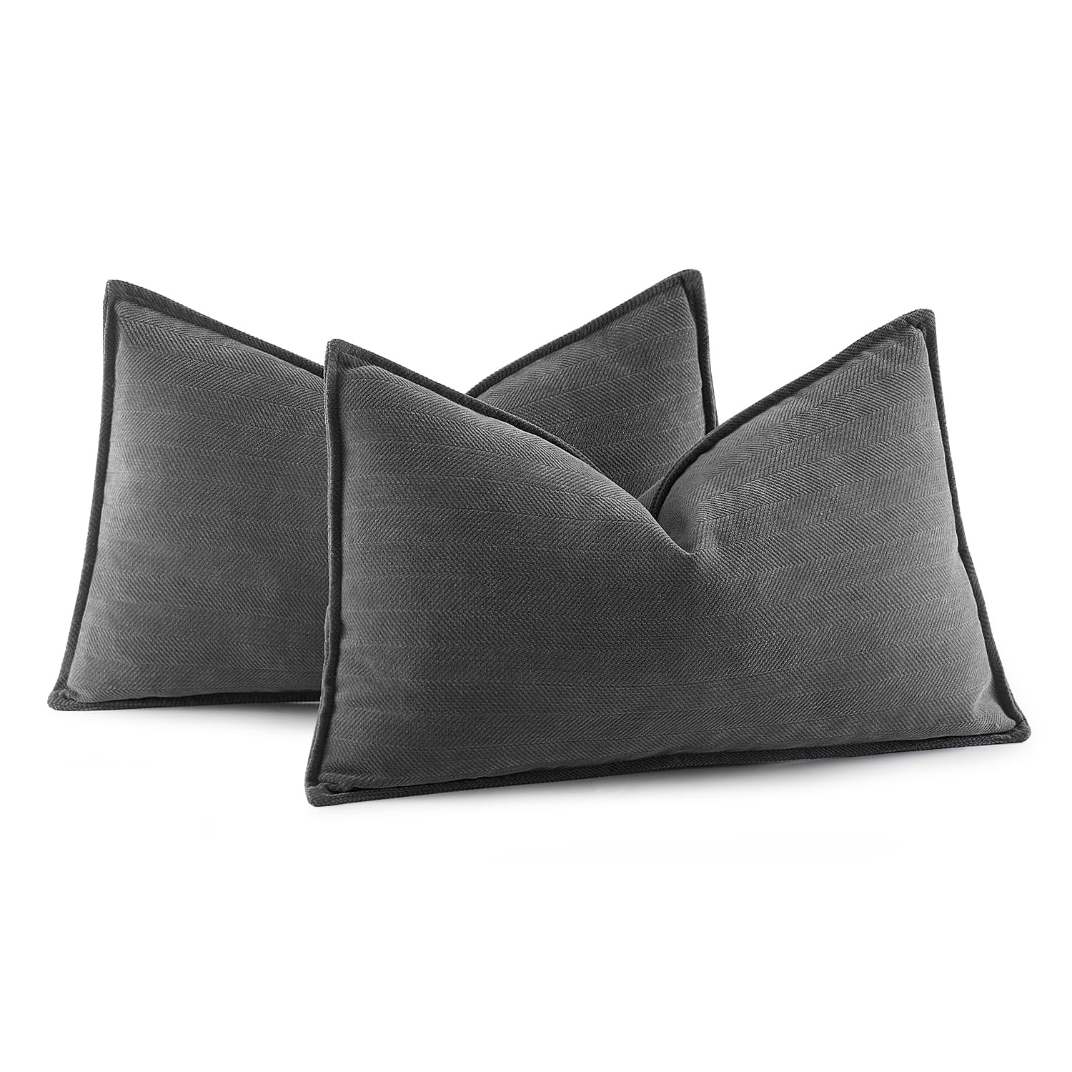 Miulee Pack Of 2 Dark Grey Decorative Pillow Covers 12X20 Inch Soft Chenille Couch Throw Pillows Farmhouse Cushion Covers With E