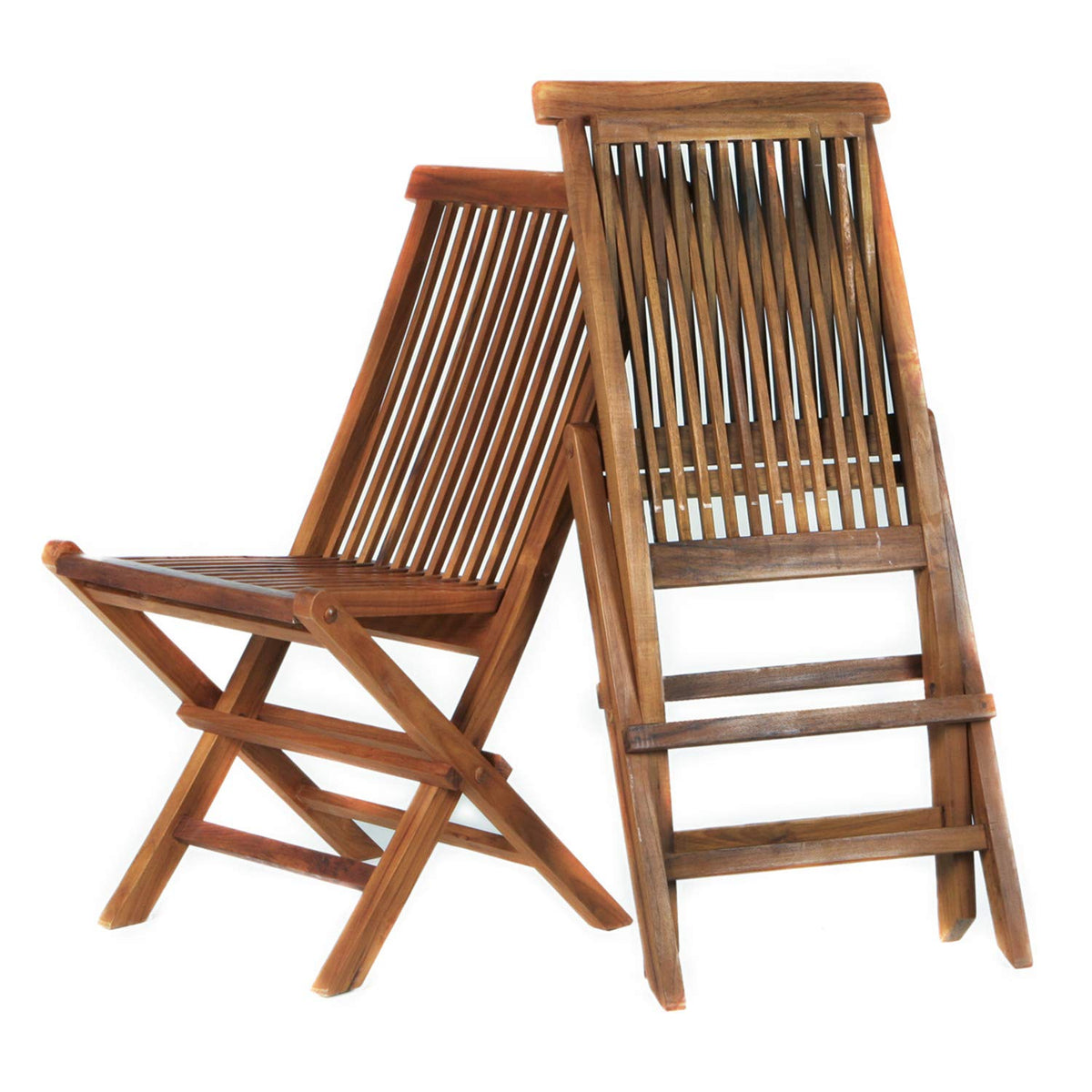 All Things Cedar TF22-2-B 2-Piece Teak Folding Chair Set with Cushions, Blue | Outdoor Seating, Foldable Cushioned Teak Chairs - Stylish & Durable Design, Ideal for Any Space (23x18x36)