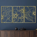Vivegate Gold Minimalist Floral Single Line Metal Wall Art Decor - 18X12 3 Packs Gold Floral Abstract Minimalist Lines Wall sign