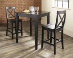 Crosley Furniture 3-Piece Bar Table with 2 X Back Counter Height Stools, Black