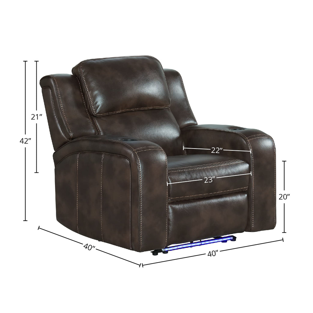 Intercon Silhouette Dual-Power Headrest, Bolero Coffee Recliner