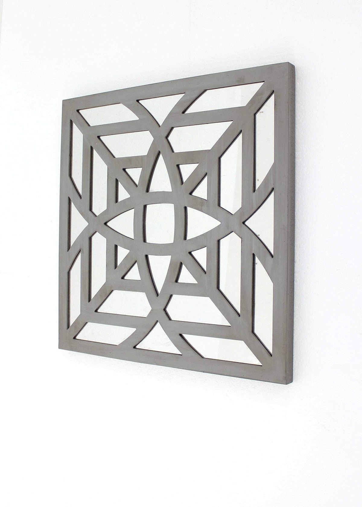 HomeRoots Decor 1.25-inch x 23.25-inch x 23.25-inch Gray, Mirrored, Square, Wooden - Wall Decor