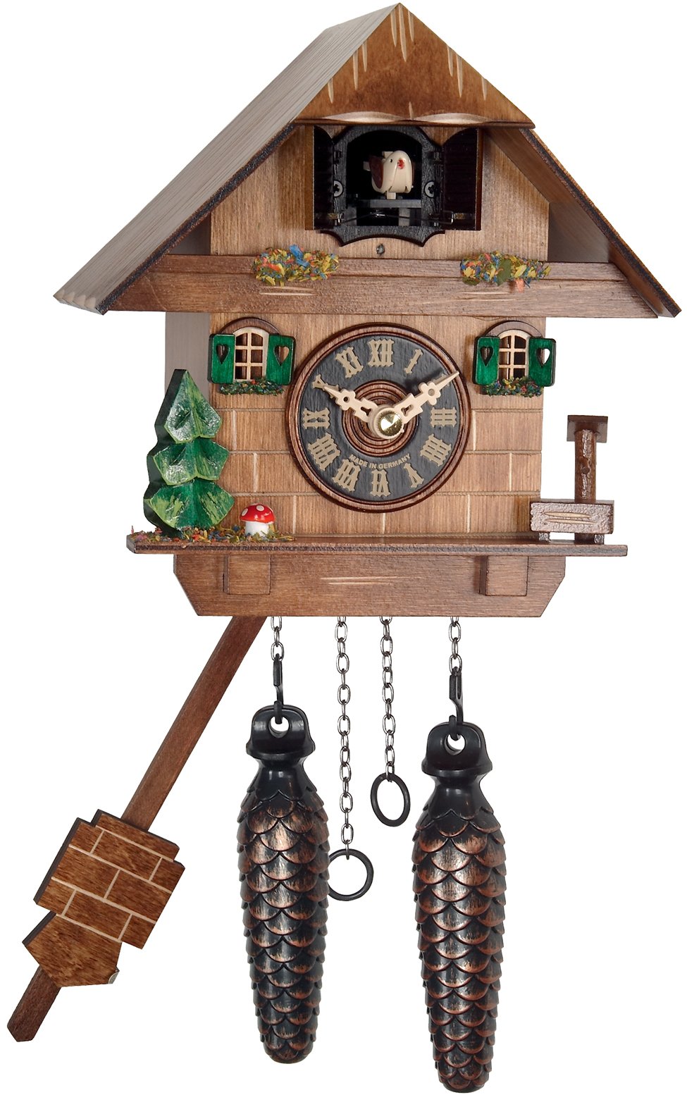 Alexander Taron Importer 417Q Engstler Battery-Operated Cuckoo Clock-Full Size-7.25&quot; H X 7.5&quot; W X 5.5&quot; D, Brown