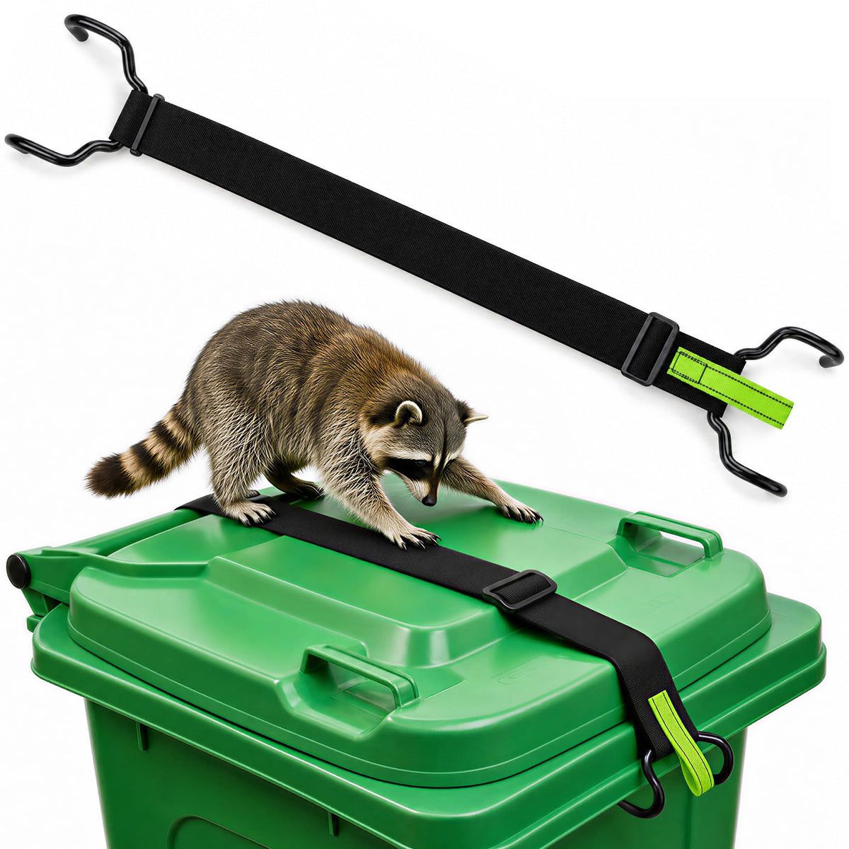 Trash Can Lock Strap with Handle, Heavy Duty Metal Claw Garbage Can Lock
