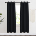 Nicetown Black Out Curtain Panel Shade, Single Piece, 34 Inches Wide By 72 Inches Long, Black, Solid Energy Efficient Eyelet Top Window Blind For Guest Room