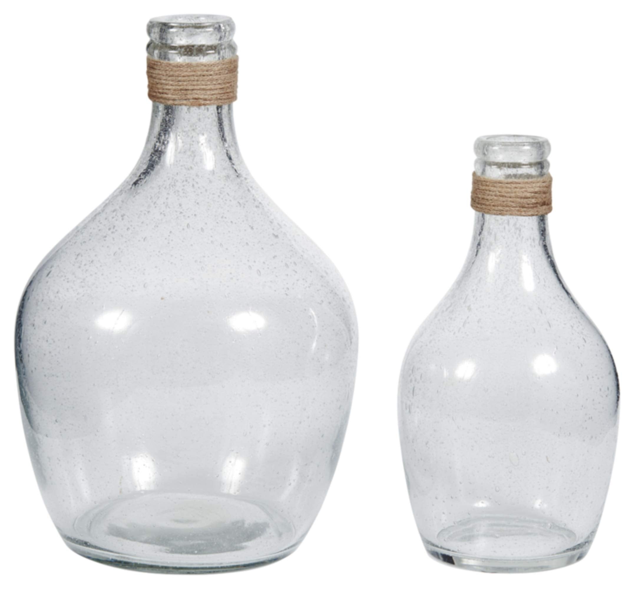 Signature Design by Ashley Marcin Modern Glass 2 Peiece Bottle Neck Vase Set, Clear