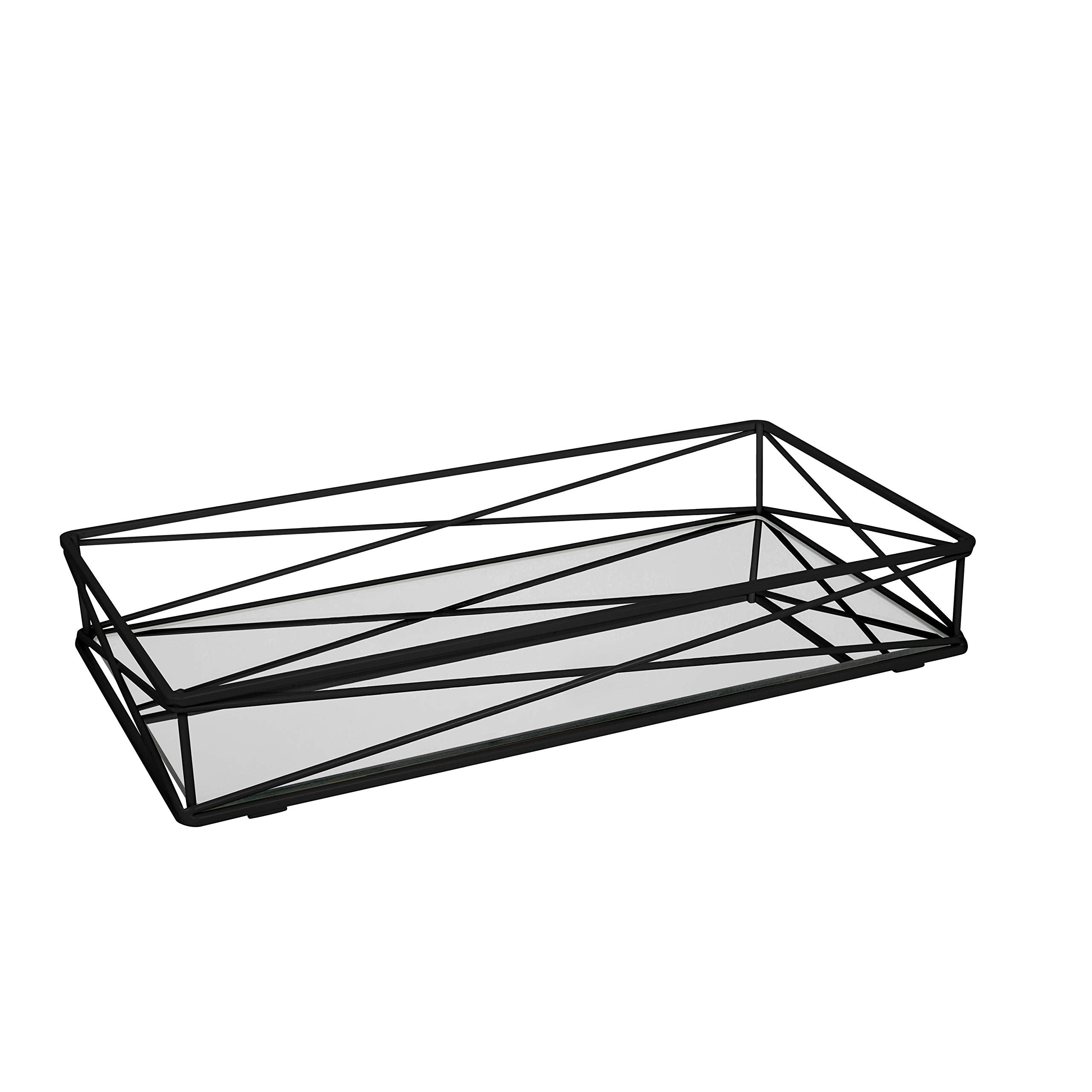 Home Details Tank Matte Black, for Perfume, Jewelry, Toiletries, Bathroom, Coffee Table, Decor Vanity Tray, 14x 7x 2