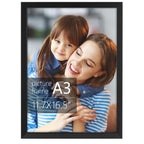 Golden State Art, A3 Black Photo Frame - Solid Wood And Display 11.7X16.5 Picture Without Mat -Acrylic Glass (Wall Display)