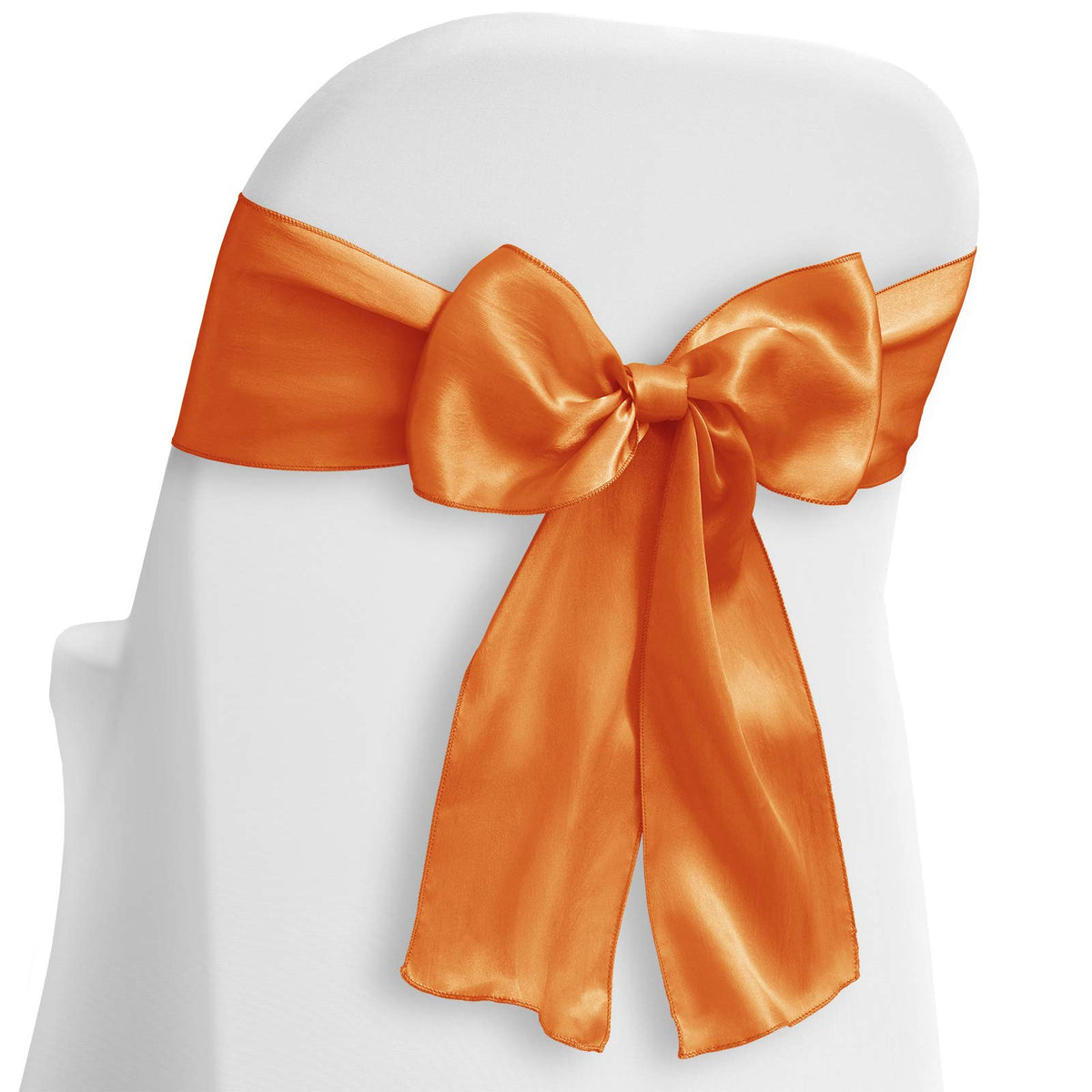 Lann'S Linens - 10 Elegant Satin Wedding/Party Chair Cover Sashes/Bows - Ribbon Tie Back Sash - Orange