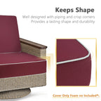 Porch Shield Patio Chair Seat Cushion Covers Set 4 Waterproof Fade Resistant Outdoor Cushion Slipcovers 22 X 20 X 4 Inch, Burgun
