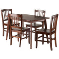 Ergode Elegant 3-Piece Shaye Dining Table Set | Solid Wood | Walnut Finish | 2 Slat Back Chairs | Contemporary Design | Easy Assembly (94358VV) (94358-VV) (94582-VV)