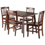 Ergode Elegant 3-Piece Shaye Dining Table Set | Solid Wood | Walnut Finish | 2 Slat Back Chairs | Contemporary Design | Easy Assembly (94358VV) (94358-VV) (94582-VV)