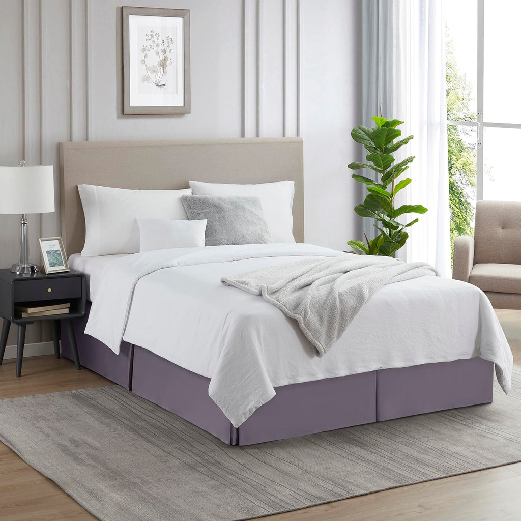 Nestl Grayish Purple Bed Skirt Cal King Size - Cal King Bed Skirt 14 Inch Drop - Brushed Microfiber Bed Skirts - Hotel Quality Pleated Bed Skirt - Shrinkage & Fade Resistant