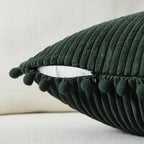 Fancy Homi Set Of 2 Dark Green Boho Decorative Throw Pillow Covers 18X18 Inch With Pom-Poms For Living Room Couch Bed Sofa Bedro
