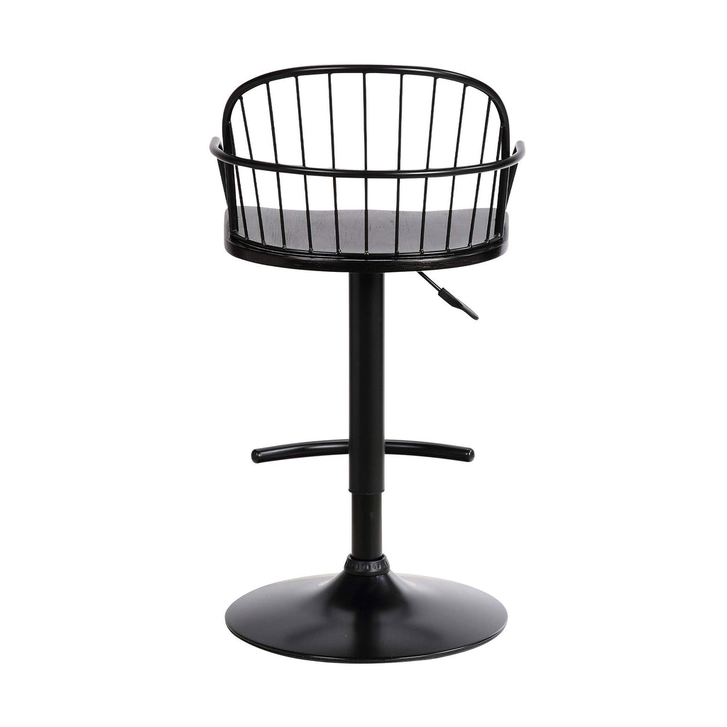 Armen Living Edward Adjustable Black Wood and Metal Barstool