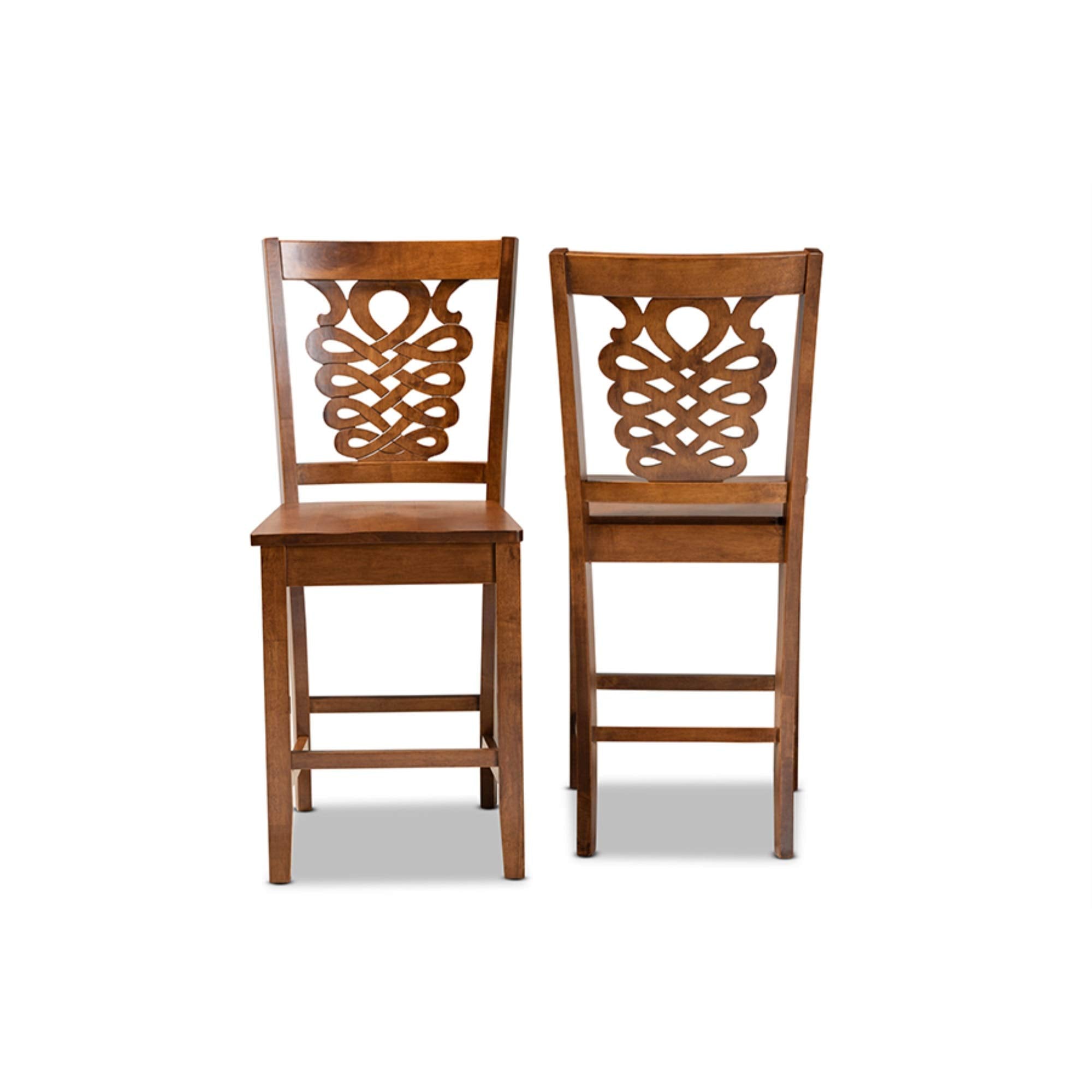 Baxton Studio Gervais Modern and Contemporary Transitional Walnut Brown Finished Wood 2-Piece Counter Stool Set