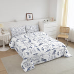Feelyou Aircraft Bedding Set Kids Airplane Print Comforter Set Boys Girls Decor Aircraft Flying Comforter Cover Set Microfiber S