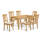 East West Furniture CAAV7-OAK-C 7 Piece Kitchen Table & Chairs Set Consist of a Rectangle Dining Table and 6 Linen Fabric Dining Room Chairs, 36x60 Inch, Oak