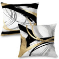 Supwhd Black White And Gold Pillow Covers, Abstract Black And Gold Pillow Covers 24X24 Set Of 2, Modern Boho Home Decor, Black A