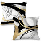 Supwhd Black White And Gold Pillow Covers, Abstract Black And Gold Pillow Covers 24X24 Set Of 2, Modern Boho Home Decor, Black A