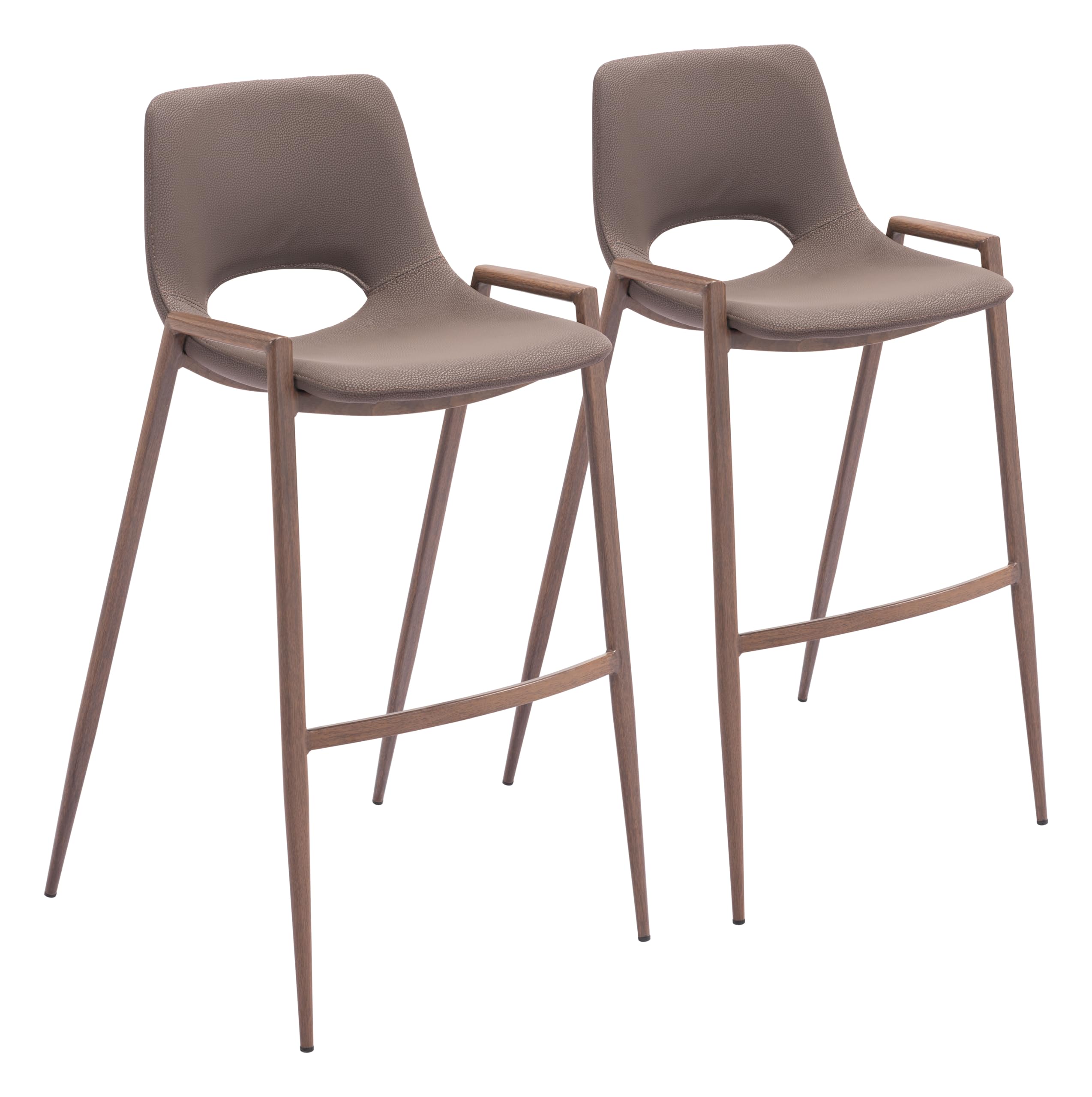 Zuo Desi Walnut 29.3&quot; Engineered Wood & Fabric Barstool in Brown/Walnut