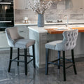 BAXMUY Counter Height Bar Stools with Back, Velvet Upholstered Barstools Nailhead Trim Rim and Solid Wood Legs, 26.7in Seat Heig