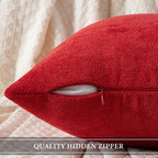 Miulee Pack Of 2 Christmas Red Decorative Pillow Covers 20X20 Inch Soft Chenille Couch Throw Pillows Farmhouse Cushion Covers For Home Decor Sofa Bedroom Living Room