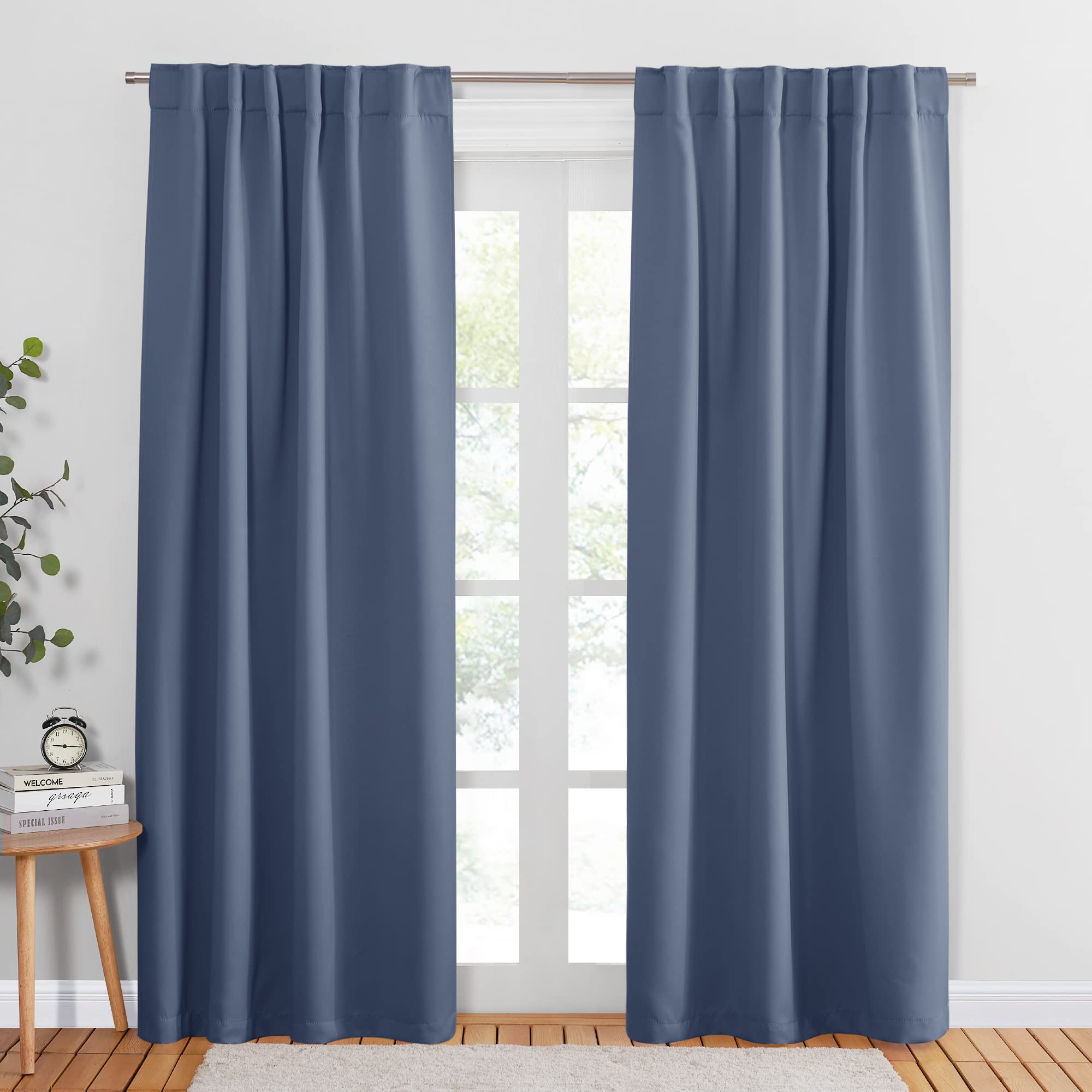 PONY DANCE Blackout Curtains 84 inches Long - Thermal Insulated Curtain Drapes Light Block Energy Efficient Modern Design Style 