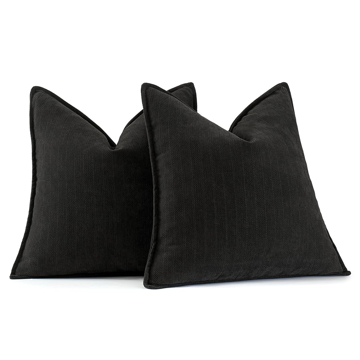 Miulee Pack Of 2 Black Decorative Pillow Covers 22X22 Inch Soft Chenille Couch Throw Pillows Farmhouse Cushion Covers With Elega