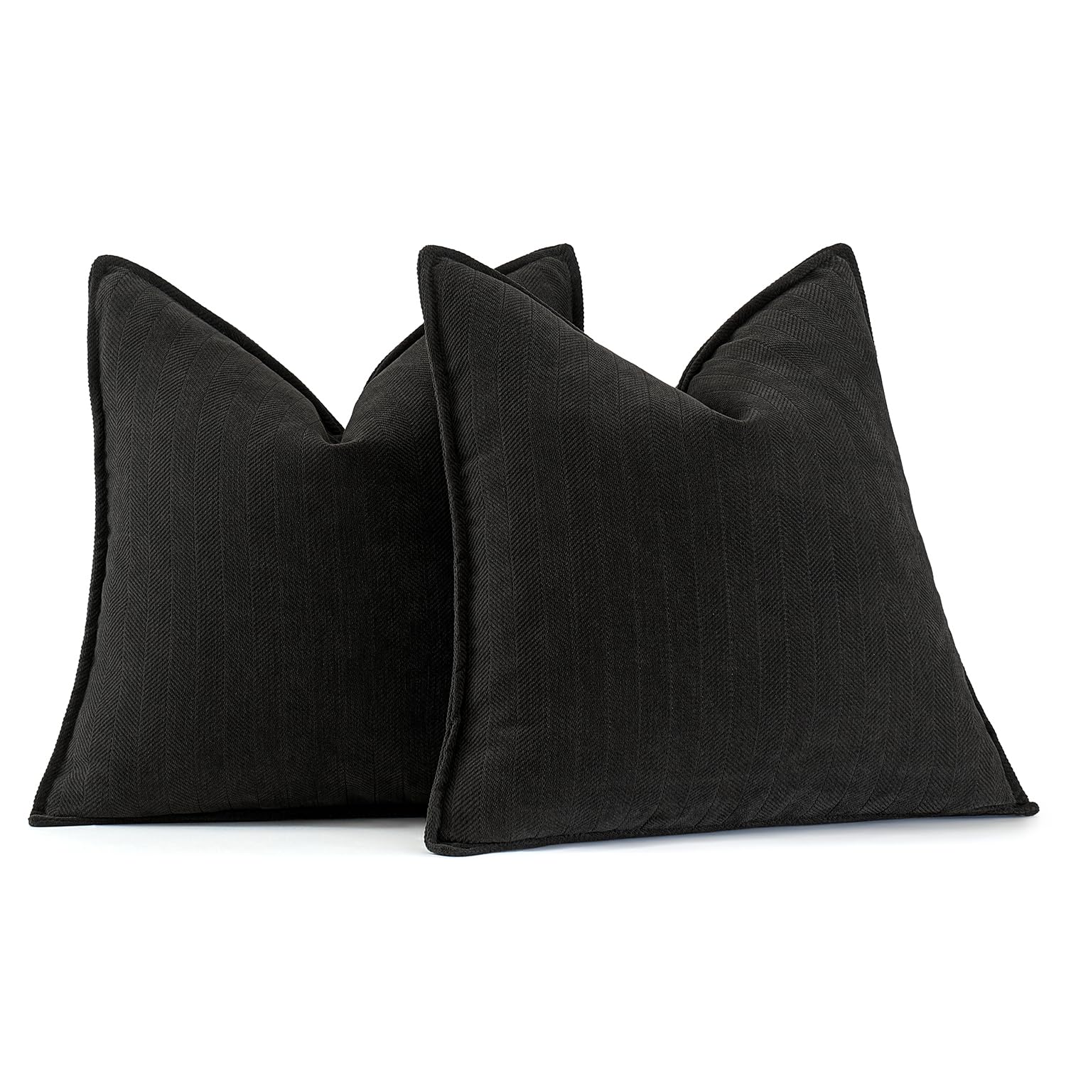 Miulee Pack Of 2 Black Decorative Pillow Covers 22X22 Inch Soft Chenille Couch Throw Pillows Farmhouse Cushion Covers With Elega