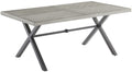 Crosley Furniture Otto 6-Person Rectangular Outdoor Dining Table with Umbrella Hole for Outside Patio, Matte Black with Gray Tabletop
