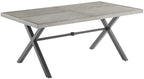 Crosley Furniture Otto 6-Person Rectangular Outdoor Dining Table with Umbrella Hole for Outside Patio, Matte Black with Gray Tabletop