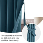 Jiuzhen Blackout Curtains For Bedroom - Thermal Insulated Room Darkening Noise Reducing, 52 X 45 Inch Length Curtains For Living Room, Set Of 2 Panels With Tiebacks, Stone Blue