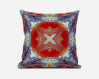 HomeRoots Muted Blue Hot Orange 18â€ Blue Orange Geo Tribal Suede Throw Pillow