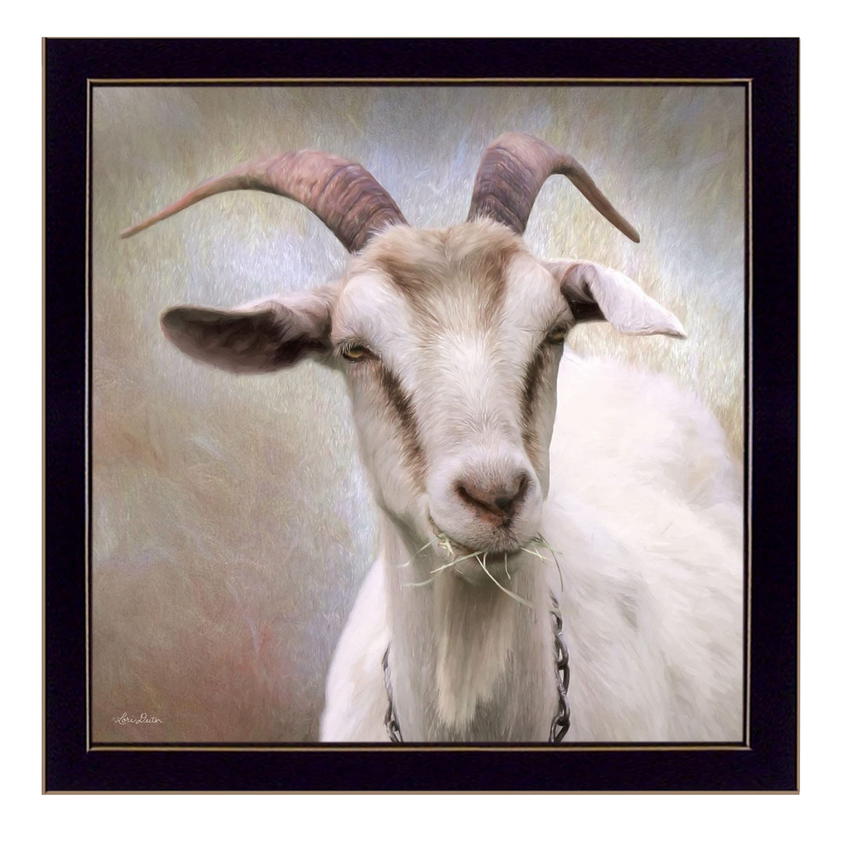 Up Close Goat Black Framed Print Wall Art