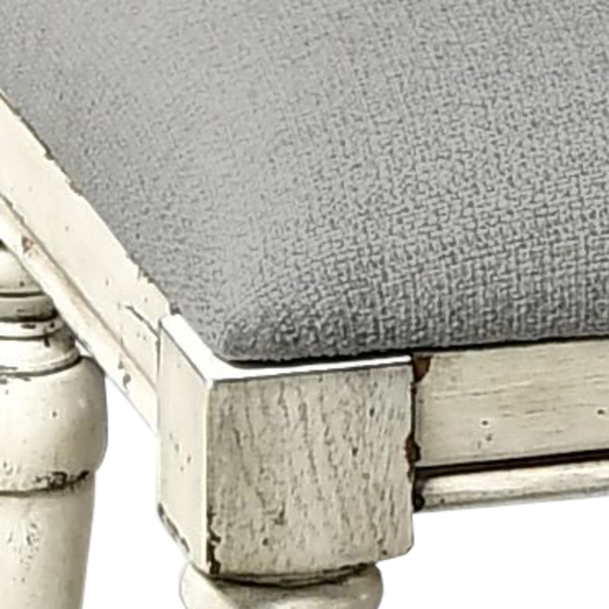 Steve Silver Furniture Highland Park Vanity Bench, w/ Upholstered Cushion for Bedroom, Hardwood Solids, Tapered Turned Leg, Farmhouse Style, Padded Dove Fabric, 20&quot;W x 16&quot;D x 18.25&quot;H, Cathedral White